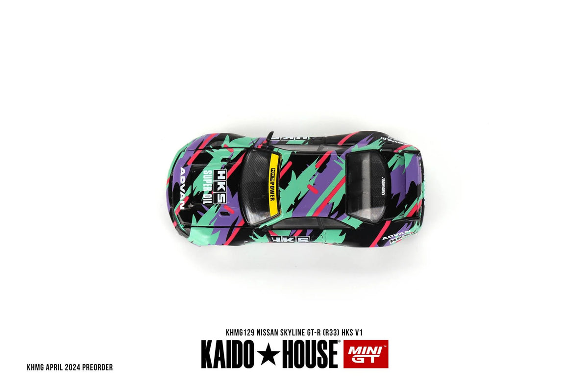 Mini GT x Kaido House - Nissan Skyline GT-R R33 HKS V1 - KHMG129 - Scale 1/64