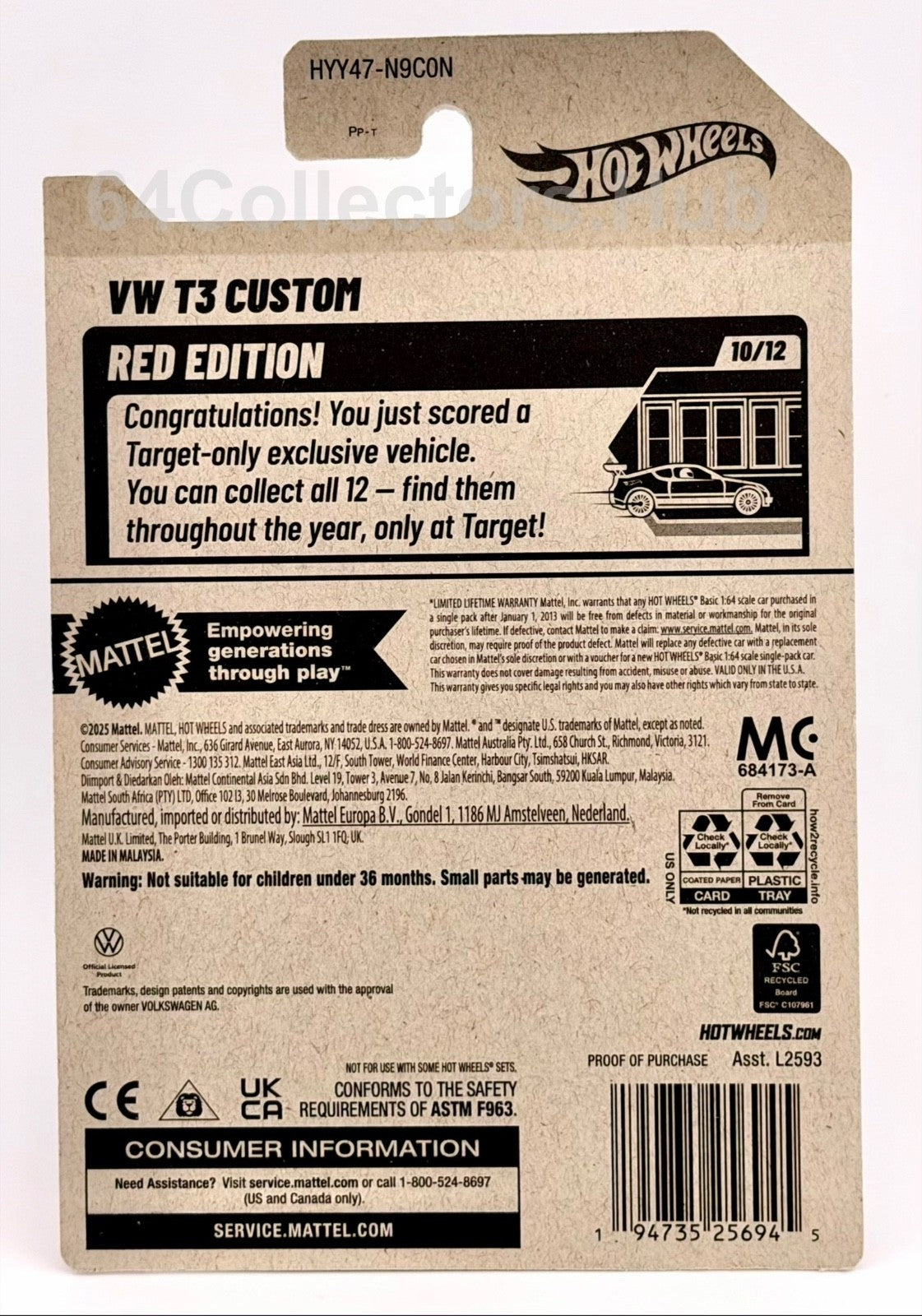 Hot Wheels Target/ Red Edition - VW T3 Custom - Factory Sealed 2025 Set