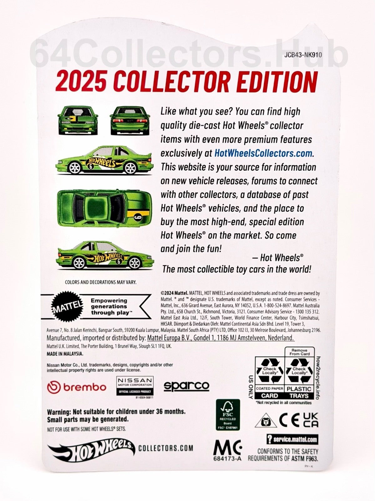 Hot Wheels ’91 Nissan Sentra SE-R - Collector Edition - Factory Sealed 2025 Set