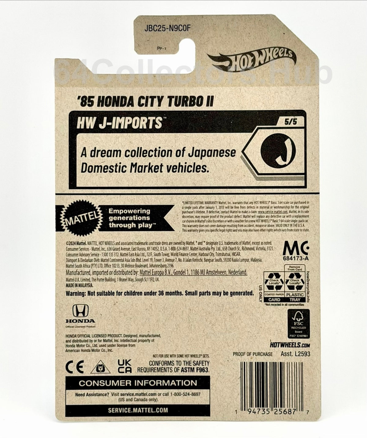 Hot Wheels Treasure Hunt - ’85 Honda City Turbo II - Factory Sealed 2025 Set