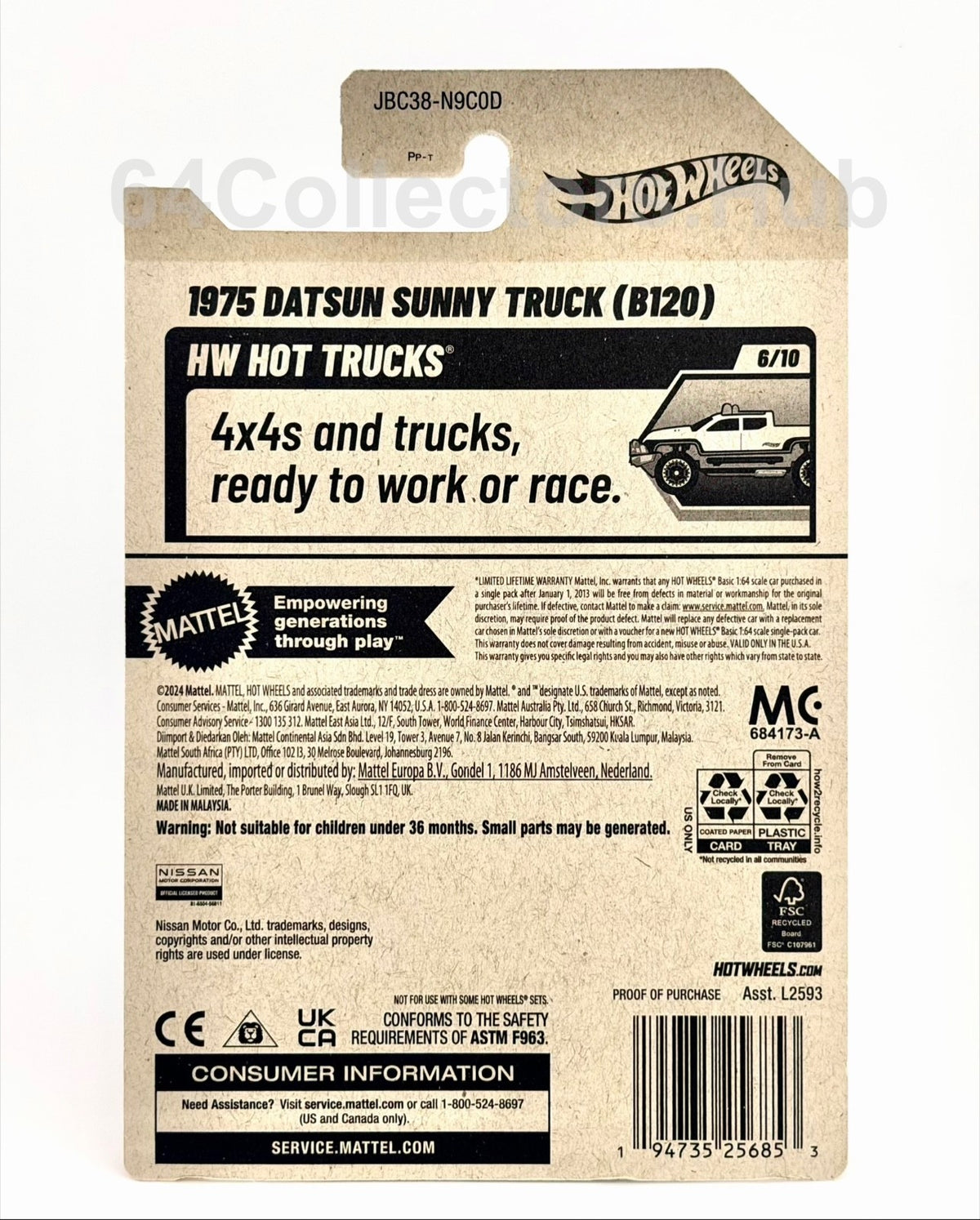 Hot Wheels Super Treasure Hunt STH - 1975 Datsun Sunny Truck (B120) -Factory Set