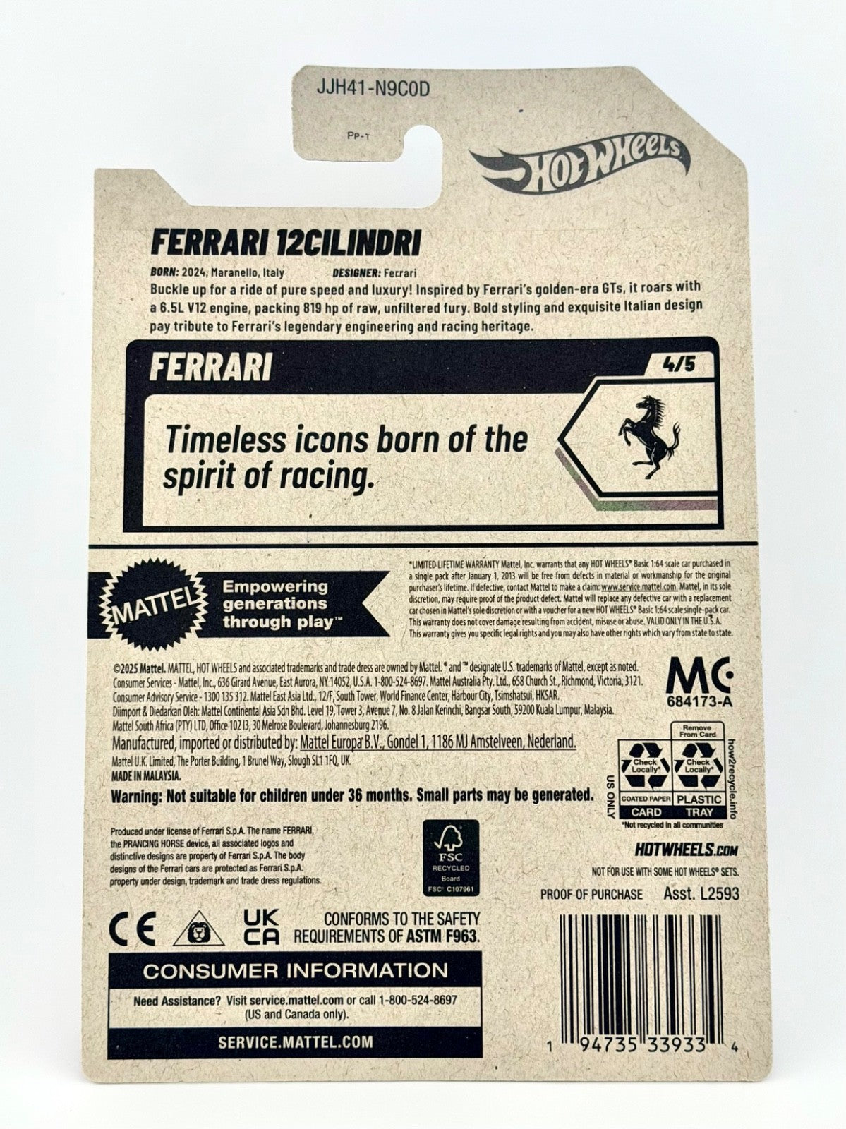 Hot Wheels - Ferrari 12Cilindri - Red - 2026 D Case - 94/250 - Long Card