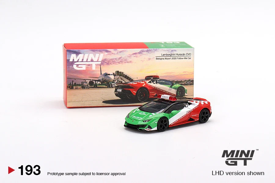 MINI GT - Lamborghini Huracán EVO - Bologna Airport 2020 Follow-Me Car - #193