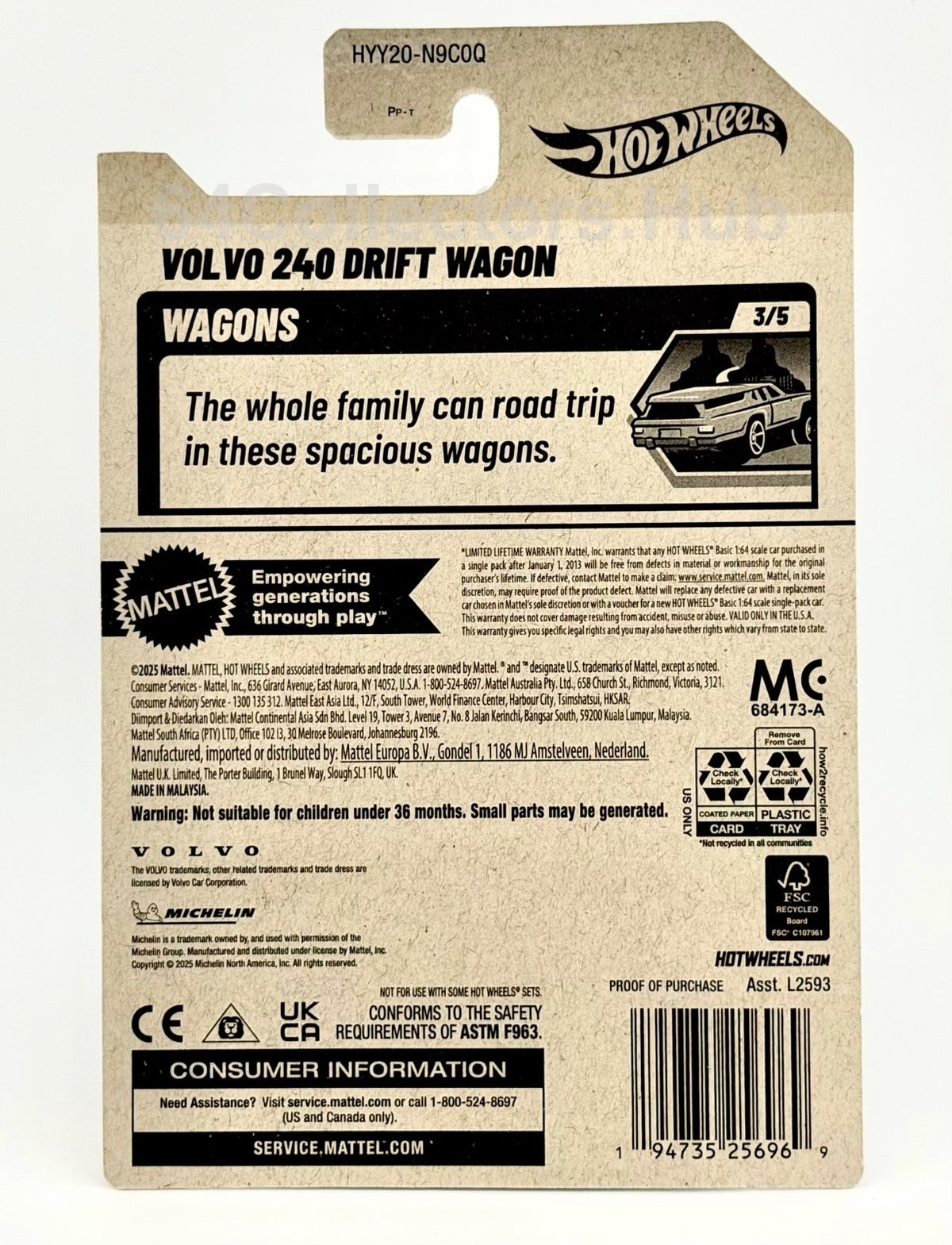 Hot Wheels ZAMAC Walmart Exclusive - Volvo 240 Drift Wagon - Factory Sealed Set