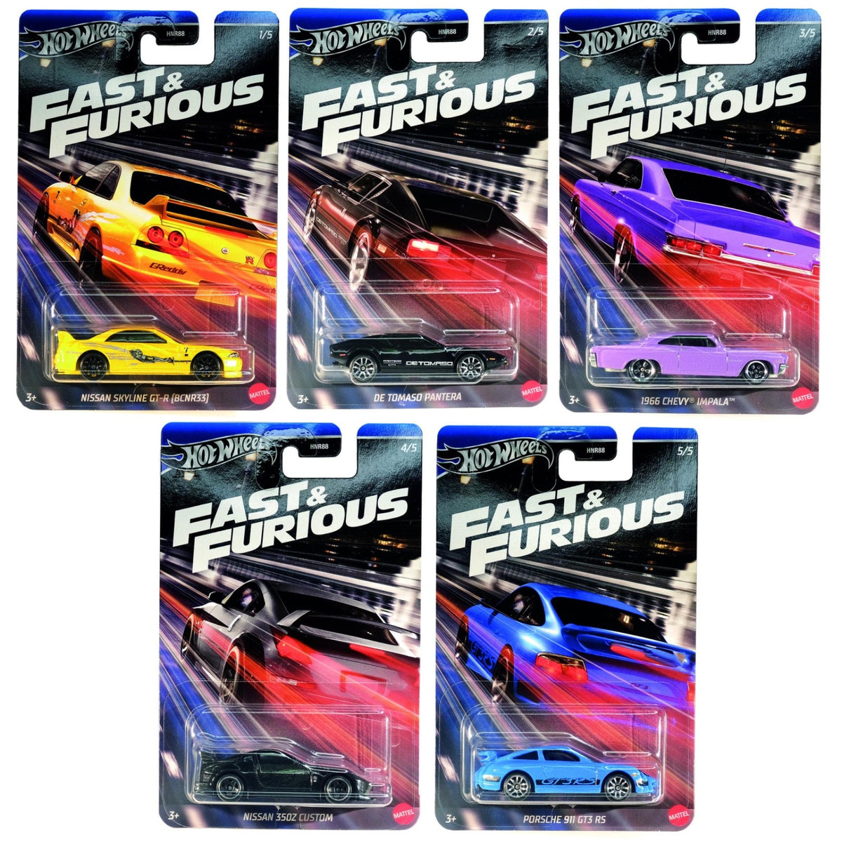 Hot Wheels Silver Series Full Set - Fast & Furious 2024 Mix 4 - Night Racers