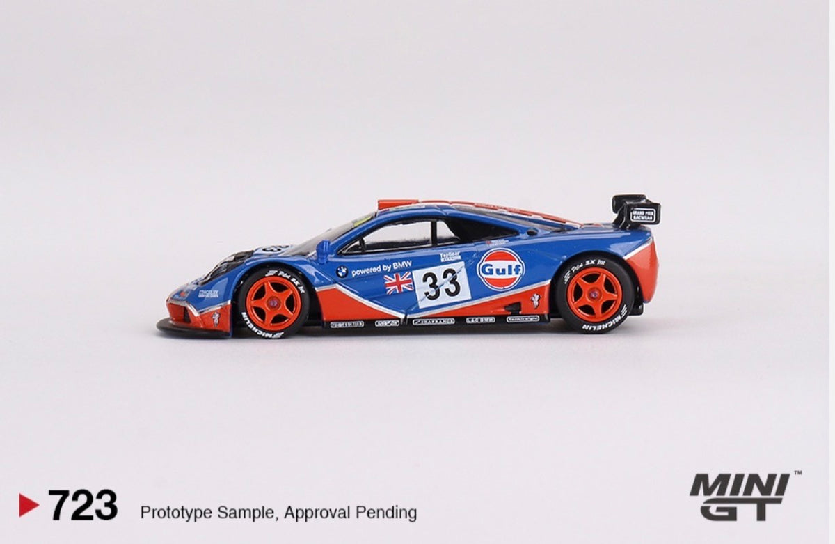 MINI GT - McLaren F1 GTR #33 - 1996 Le Mans 24Hr - Gulf Livery - #723 - Boxed