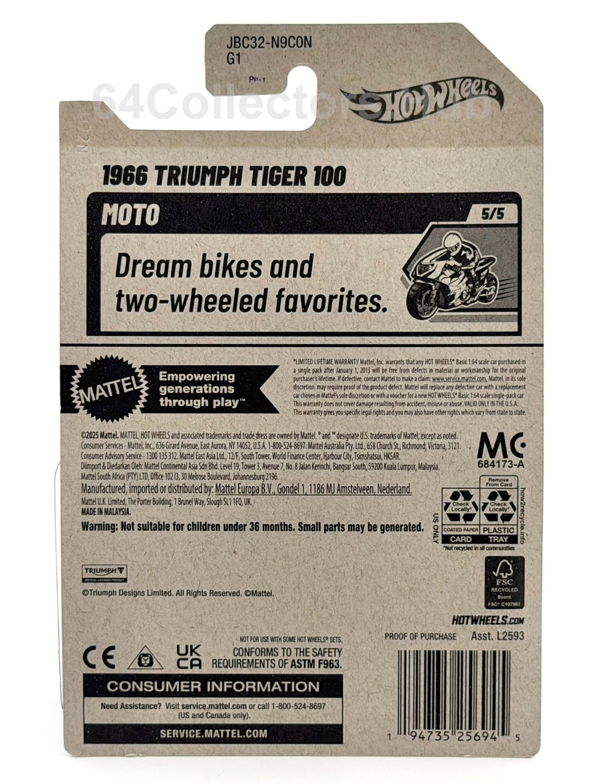 Hot Wheels Treasure Hunt - 1966 Triumph Tiger 100 - Factory Sealed 2025 Set