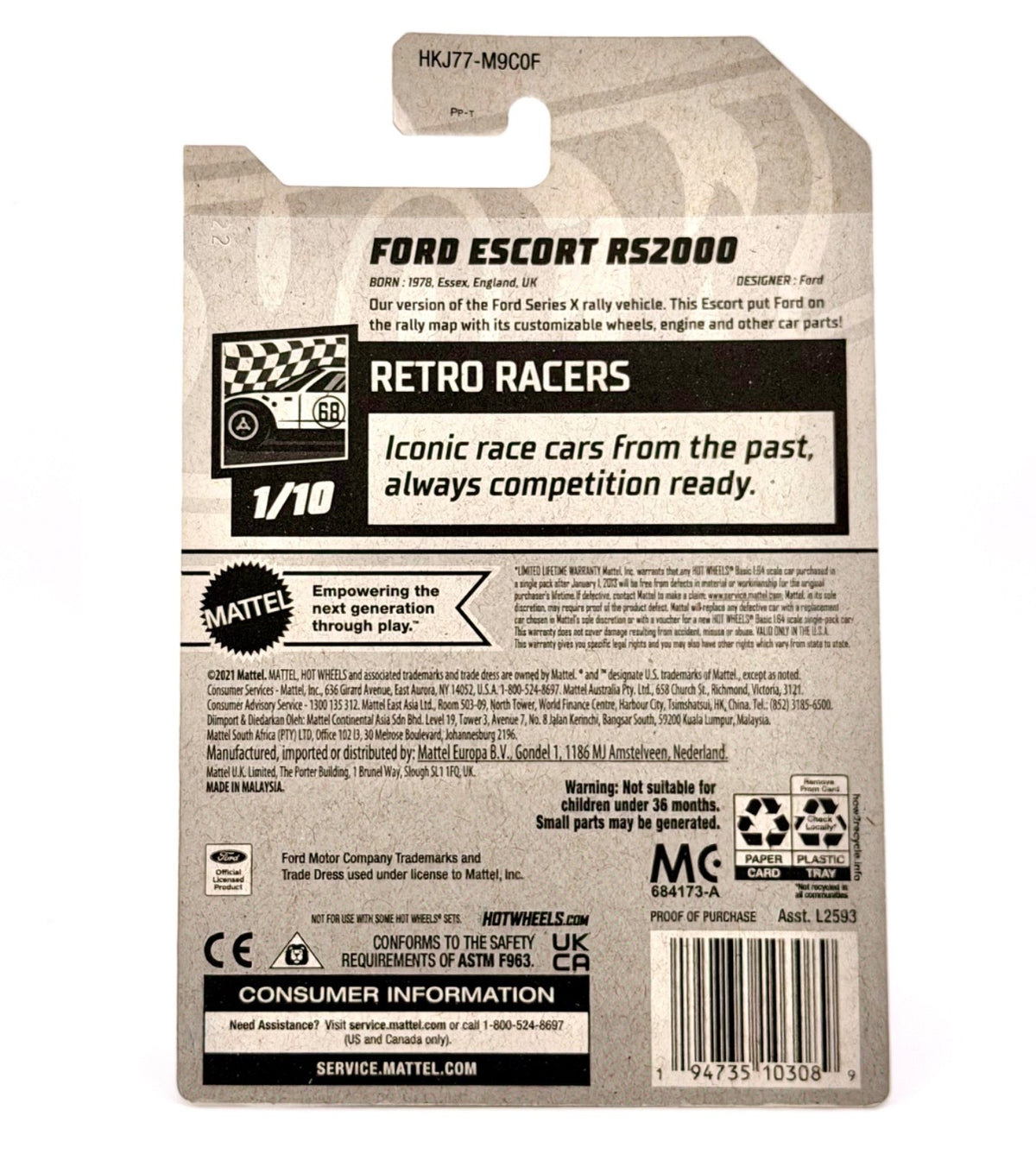 Hot Wheels - Ford Escort RS2000 (Red) - Factory Fresh - 2023 - Long Card