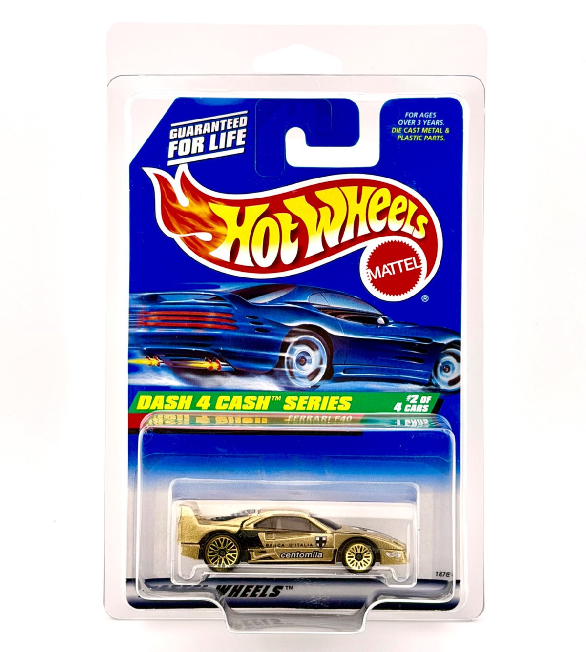 Hot Wheels - Ferrari F40 (Gold) #722 - 1997 - Moving Parts - With Case Protecter