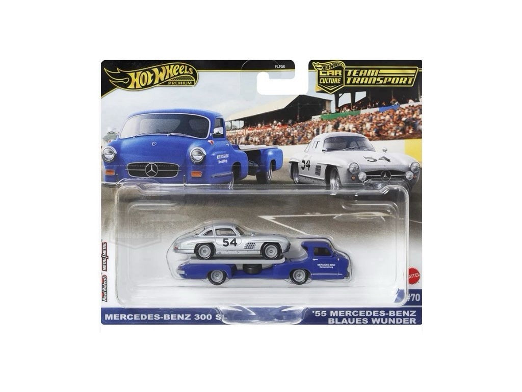 Hot Wheels Premium - Mercedes Benz 300SL and '55 Blaus Wunder - Team Transport
