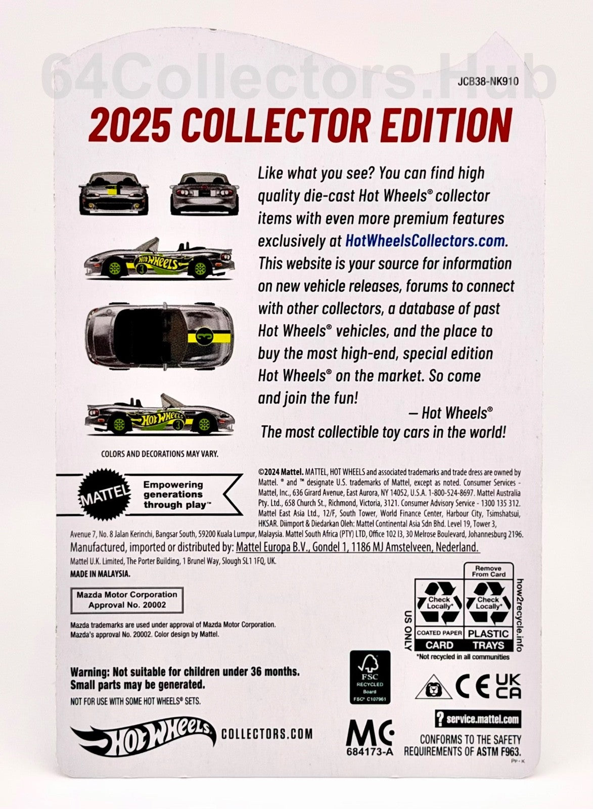 Hot Wheels 2004 Mazda Mazdaspeed Miata ZAMAC - 2025 Collector Edition - Limited