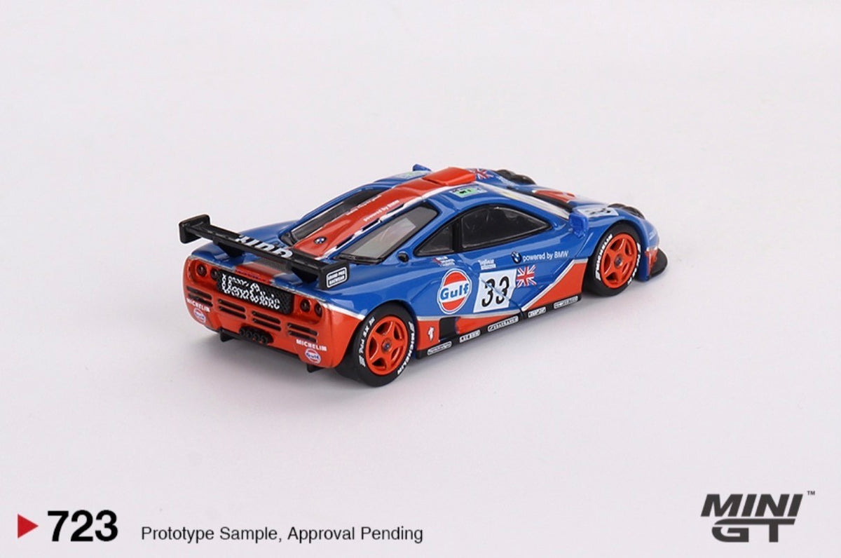 MINI GT - McLaren F1 GTR #33 - 1996 Le Mans 24Hr - Gulf Livery - #723 - Boxed
