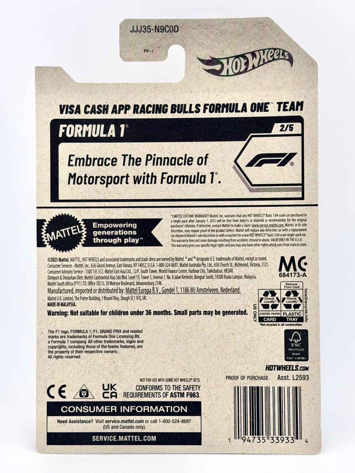 Hot Wheels - Visa Cash App Racing Bulls F1 - Formula 1 2/5 - 2026 Long Card