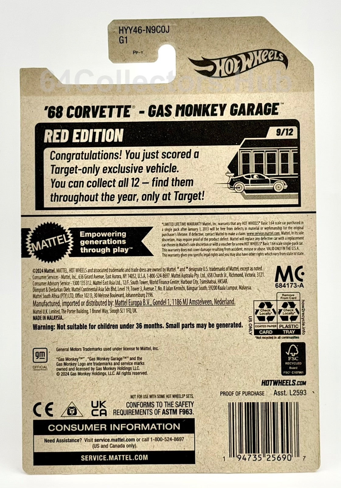 Hot Wheels Target/ Red Edition - ’68 Corvette Gas Monkey Garage - 2025 Set