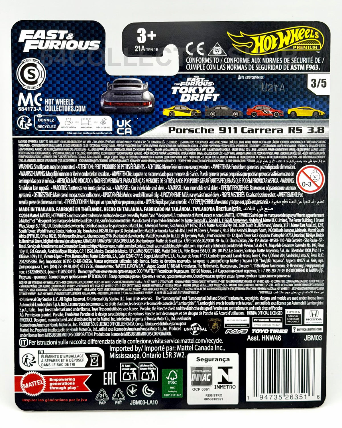 Hot Wheels Premium - Porsche 911 Carrera RS 3.8 - Fast & Furious 3/5 - 2024