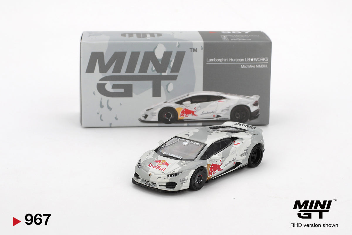 Mini GT - Lamborghini Huracan LB WORKS v2 - Redbull Mad Mike NIMBUL #967 - Boxed