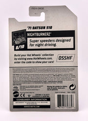 Hot Wheels ’71 Datsun 510 - Nightburnerz 8/10 - MOMO Livery