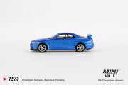 MINI GT - Nissan Skyline GT-R (R34) V-Spec - Bayside Blue #759 - Boxed