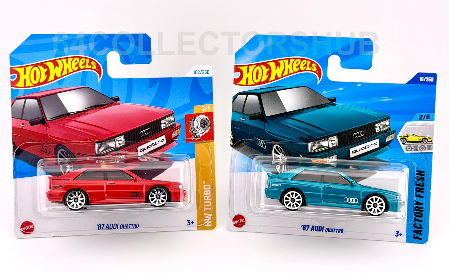Hot Wheels - '87 Audi Quattro - Red & Teal - Bundle of 2 - 2024/25