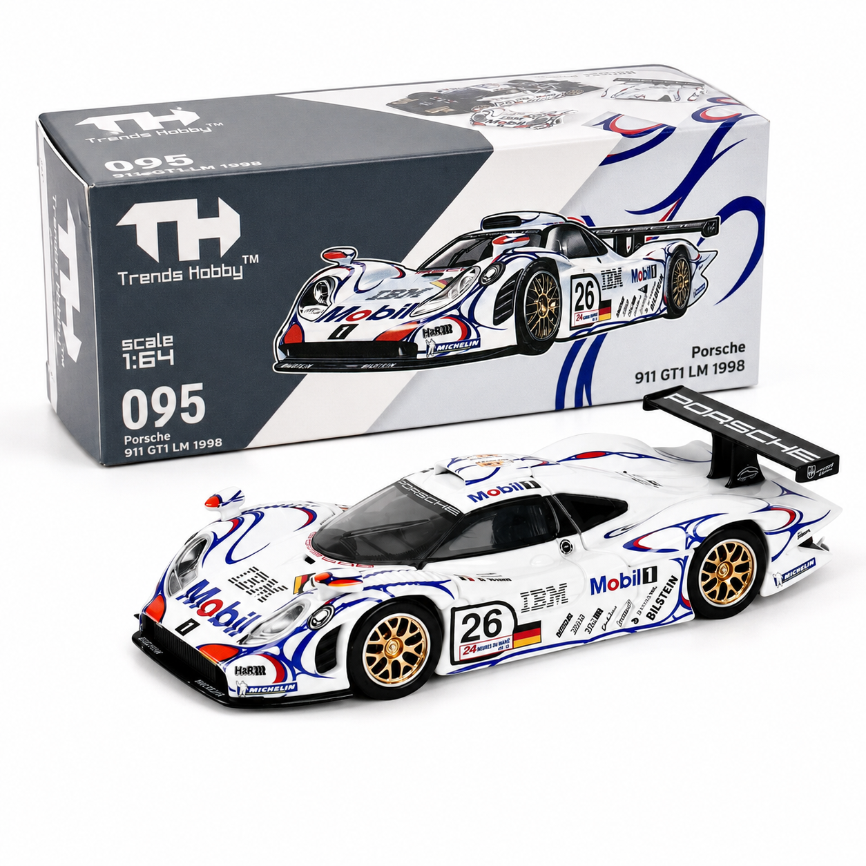 Trends Hobby - Porsche 911 GT1 LM 1998 - #26 Mobil 1 - Le Mans - 1:64