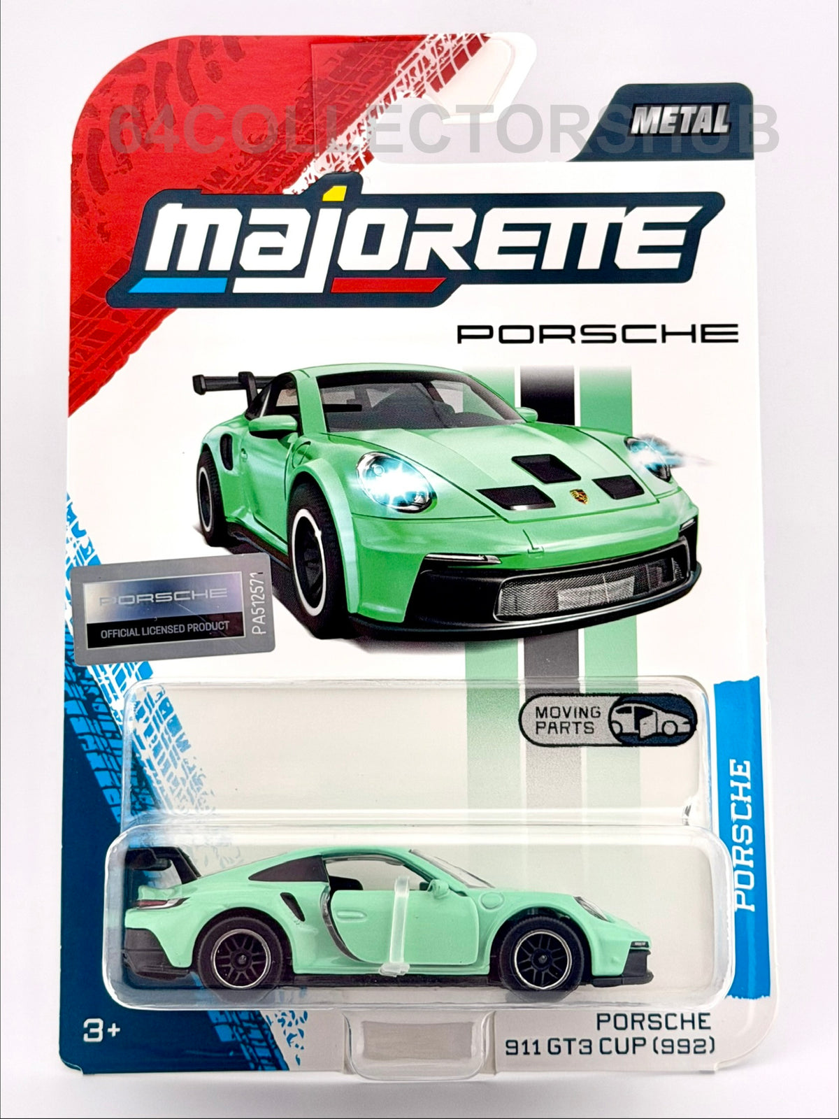 Majorette - Porsche 911 GT3 Cup (992) - Mint Green - Moving Parts - Preimum Cars