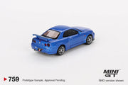 MINI GT - Nissan Skyline GT-R (R34) V-Spec - Bayside Blue #759 - Boxed