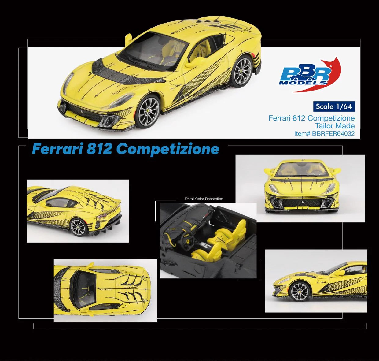 BBR Models - Ferrari 812 Competizione - Tailor Made - Yellow - 1/64
