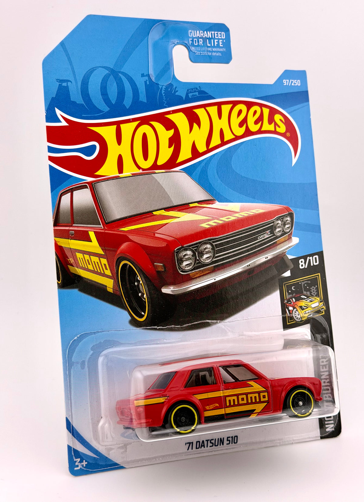 Hot Wheels ’71 Datsun 510 - Nightburnerz 8/10 - MOMO Livery