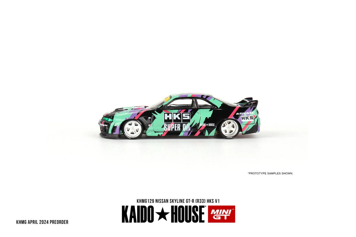 Mini GT x Kaido House - Nissan Skyline GT-R R33 HKS V1 - KHMG129 - Scale 1/64