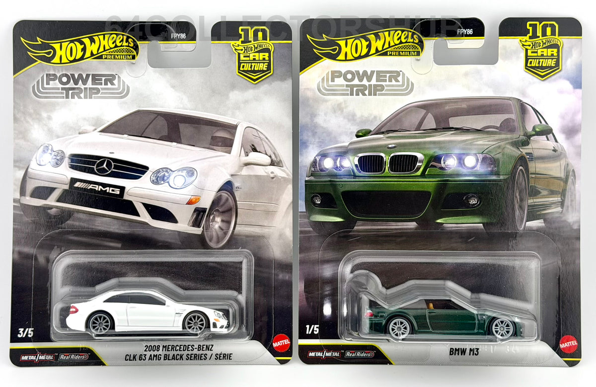 Hot Wheels Premium - BMW M3 & Mercedes CLK 63 AMG - Power Trip - Bundle of 2