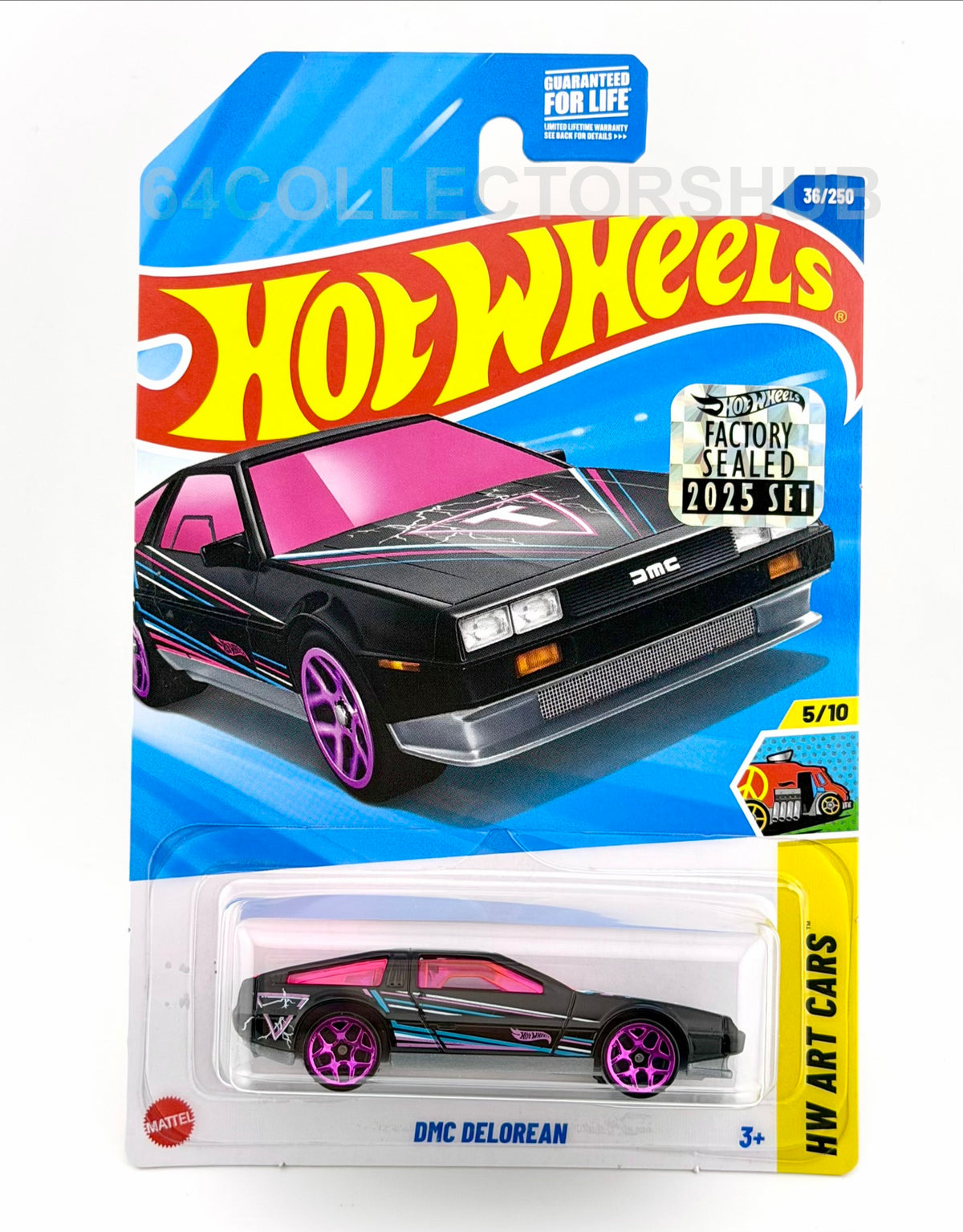 Hot Wheels - DMC DeLorean Black - HW Art Cars 36/250 - 2025 Factory Sealed Set