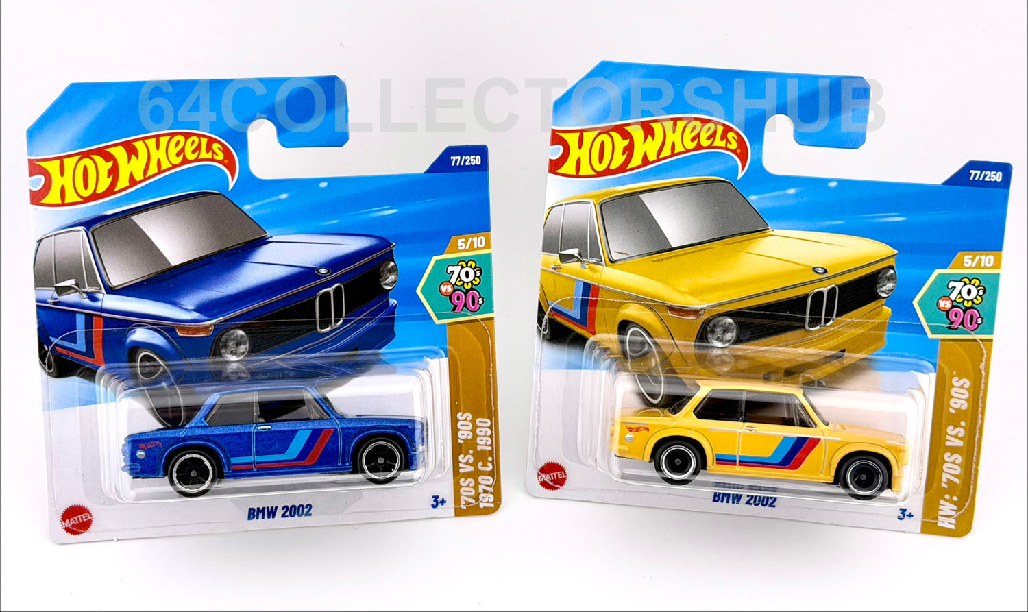 Hot Wheels - BMW 2002 - Blue & Yellow - 70s vs 90s - Bundle of 2 - 2025