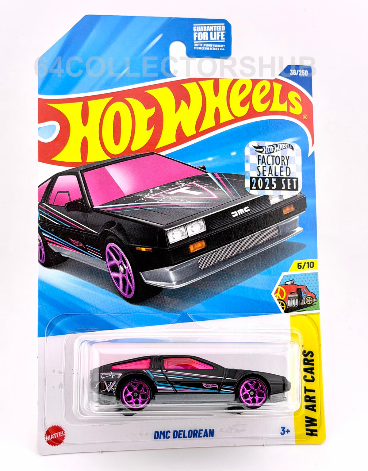 Hot Wheels - DMC DeLorean Black - HW Art Cars 36/250 - 2025 Factory Sealed Set