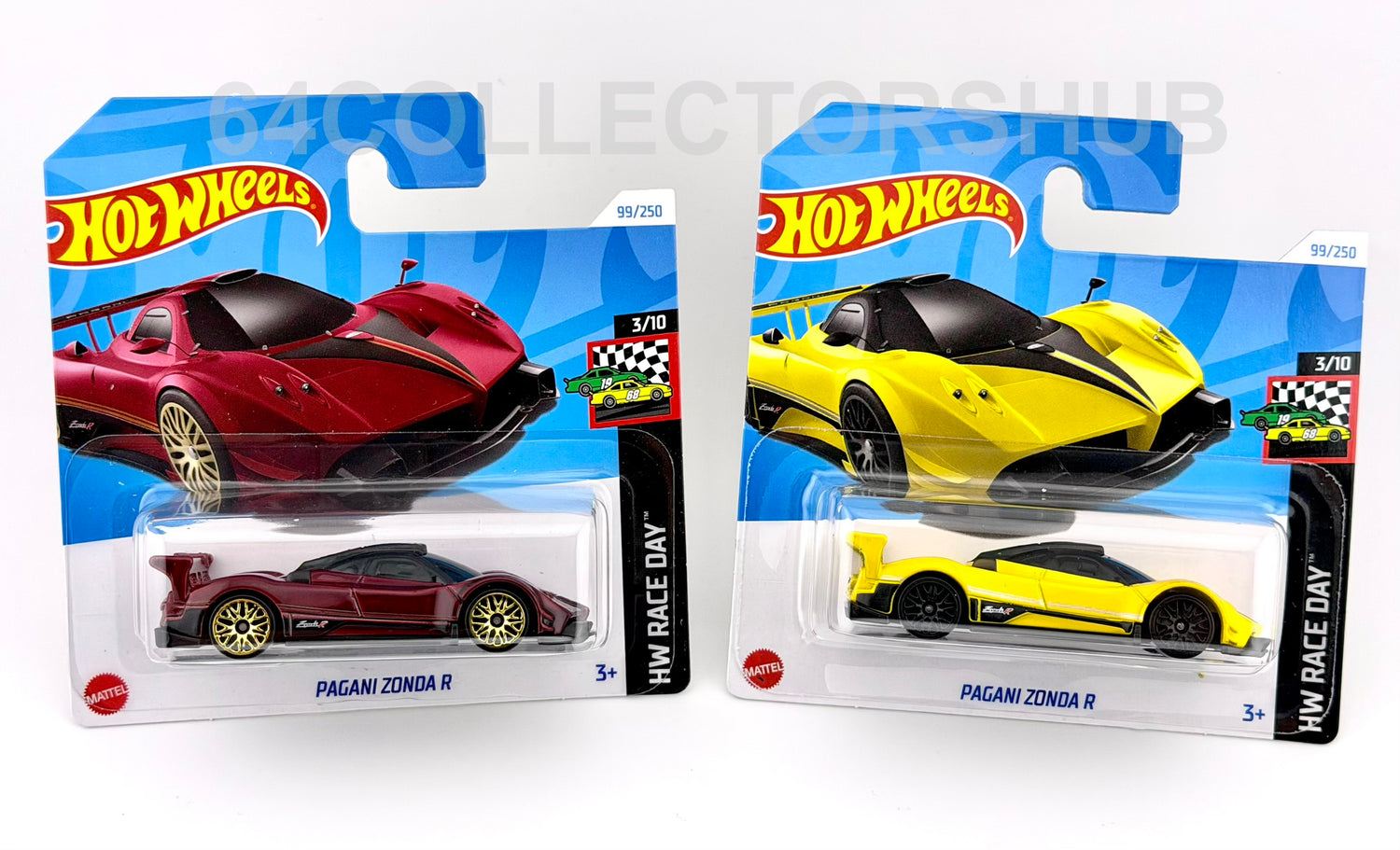 Hot Wheels - Pagani Zonda R - Red & Yellow - HW Race Day - Bundle of 2 - 2024