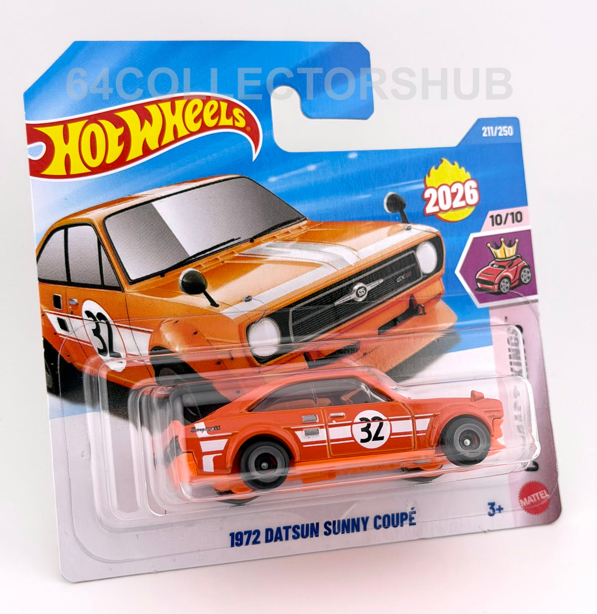 Hot Wheels - 1972 Datsun Sunny Coupé - Orange - 211/250 - 2026